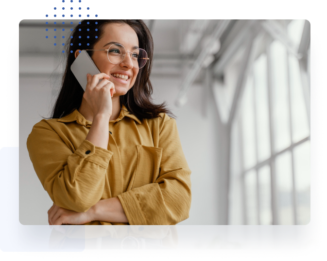 Image of a woman talking on the cell phone and smiling